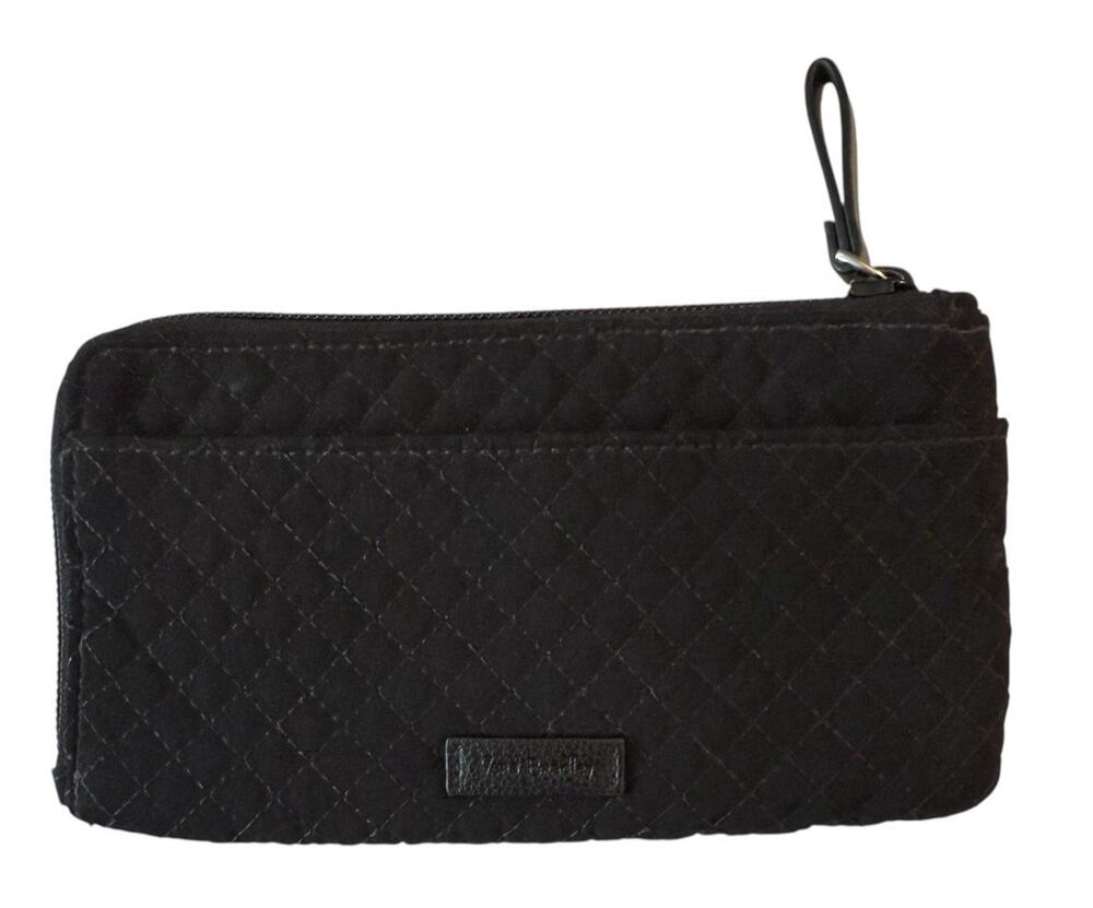 Vera Bradley Clutch Wallet Ultimate Card Case Black Quilted ID Zip Compartment